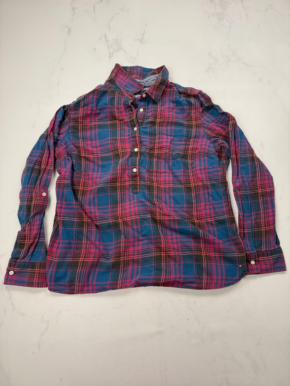Tommy Hilfiger Plaid Button-Up Shirt Blue 90s Classic Style - Womens XL